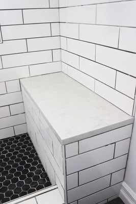 Floating Bench with Quartz Top  Shower bench, Shower bench built